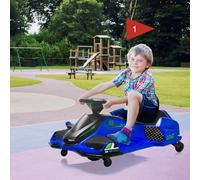 Ride on Drift Kart for Kids, 24v Electric Go Kart with 180w Brushless Motors, Up to 7.5 Mph Variable Speed Battery Powered Outdoor Ride on Toy with LED Light Soft Start for Kids 8-12, Blue