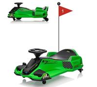 Ride on Drift Kart for Kids, 24v Electric Go Kart with 180w Brushless Motors, Up to 7.5 Mph Variable Speed Battery Powered Outdoor Ride on Toy with LED Light Soft Start for Kids 8-12, Green