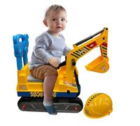 Ride on Excavator Digger - Pretend Construction Play with Manual Shovel | Foot-To-Floor Ride-On Toy Scooter for Kids | Xmas Present with Back Support