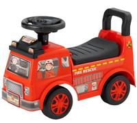 Ride On Fire Engine Car for Toddlers - Push Along Foot to Floor Sit and Scoot Fire Truck - Indoor Outdoor Kids Ride-On with Steering Wheel Horn & Sounds - Sturdy Plastic Rescue Vehicle Toy