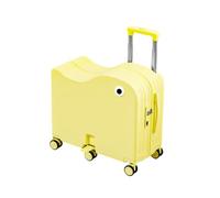 Ride-On Kids Suitcase, Childrens Ride on Luggage with Side Cup Holder Design, Foldable Pedal, Password Lock, Carry On Luggage(Yellow,20in)