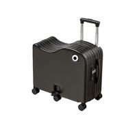 Ride-On Kids Suitcase, Childrens Ride on Luggage with Side Cup Holder Design, Foldable Pedal, Password Lock, Carry On Luggage(Black,18in)