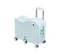Ride-On Kids Suitcase, Childrens Ride on Luggage with Side Cup Holder Design, Foldable Pedal, Password Lock, Carry On Luggage(Blue,20in)