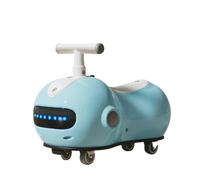 ride on toy Peanut Shape Wiggle Car Music Light Anti-rollover Swing Car Swing Silent Flash Wheel Whith Helmet Backpack Age 3 And Up wiggles toy(Blu)