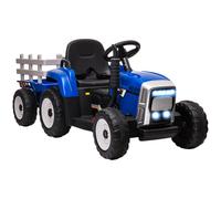 Ride On Tractor Blue 136.5cm with Detachable Trailer Remote Control Music Lights