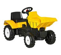 Ride-On Tractor Yellow PP/Metal 88x42x51.5cm Kids Pedal Digger 3-6yrs w/Trailers