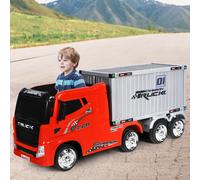 Ride On Truck Toy Container 12V Electric Ride On Car Remote Control Gymax Red One Size