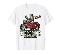 Ride Or Die I Chose Motorcycle Retro Halloween Biker Humor Value Graphic T-Shirt, Men, White, S