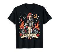 Ride Or Die Pinup Motorcycle Art T-Shirt