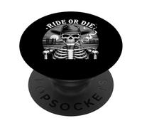 Ride Or Die Skeleton Cowboy Smoking Skull Western PopSockets Adhesive PopGrip