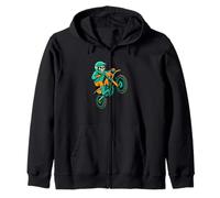Ride or Die Trying Funny Motocross Skeleton Design Zip Hoodie