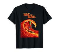 Ride The Burn Hot Sauce Spicy Surf Wave Witty Intensity Art T-Shirt