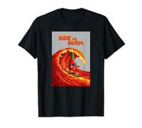 Ride The Burn Hot Sauce Spicy Surf Wave Witty Intensity Art T-Shirt