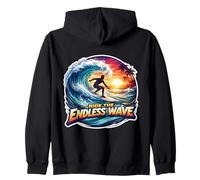 Ride The Endless Wave Surfing Funny Surfer Quote Surfboard Zip Hoodie