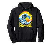 Ride The Force Retro Surf Wave Sunset Design Pullover Hoodie