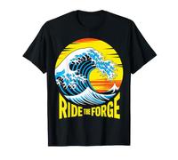 Ride The Force Retro Surf Wave Sunset Design T-Shirt