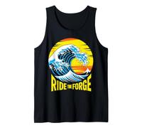 Ride The Force Retro Surf Wave Sunset Design Tank Top