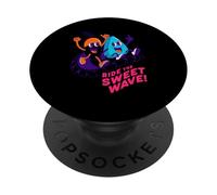 Ride The Sweet Wave Retro Neon Surf Fruit Design PopSockets Adhesive PopGrip