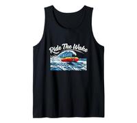 Ride The Wake Water Tubing Lake Wave Action Tank Top