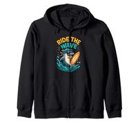 Ride The Wave Dolphin Retro Zip Hoodie