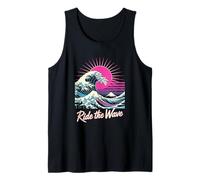 Ride The Wave Retro Japanese Surf Sunset Tank Top