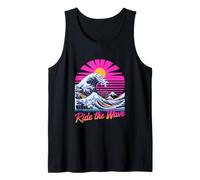 Ride The Wave Retro Japanese Surf Sunset Tank Top