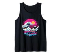 Ride The Wave Retro Surf Ocean Sunset Japan Tank Top