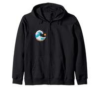 Ride The Wave Retro Traditional Tattoo Art Beach Sunrise Zip Hoodie