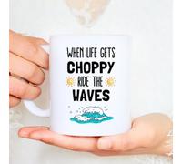 Ride The Waves Mug, Surfer Gift, Surfing Coffee Cup, Beach Lover Present, Inspirational Ocean Drinkware (Mug)