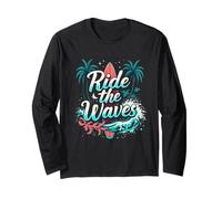 Ride The Waves Retro Surf Theme Long Sleeve T-Shirt