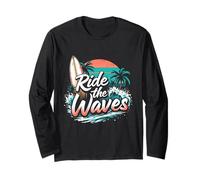 Ride The Waves Retro Surf Theme Long Sleeve T-Shirt