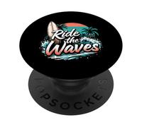 Ride The Waves Retro Surf Theme PopSockets Adhesive PopGrip