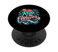 Ride The Waves Retro Surf Theme PopSockets Adhesive PopGrip