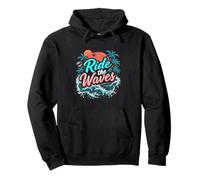 Ride The Waves Retro Surf Theme Pullover Hoodie