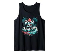 Ride The Waves Retro Surf Theme Tank Top