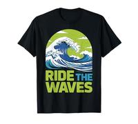 Ride The Waves Surf Wave Design - Retro Ocean Art T-Shirt