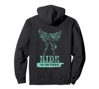 Ride To Be Free Angel Design for Motorcycle Enthusiasts Pullover Hoodie