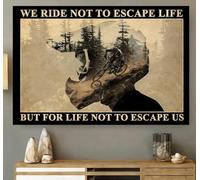Ride To Escape Life Vintage Poster Mountain Bike Downhill Mountain Biking Ride A Bike Biker Man Male Mountainous Signs Metal Tin Sign 8X12 inch