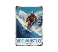 Ride Whistler Canada Vintage Watercolor Metal Tin Sign