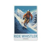 Ride Whistler Canada Vintage Watercolor Metal Tin Sign