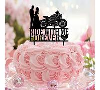 Ride with Me Forever Funny Mr & Mrs Wedding Cake Toppers Silhouette Mr & Mrs Silhouette Cake Topper Custom For Wedding Bridal Shower Party Decorations Wedding Gifts For Couple Acrylic Black