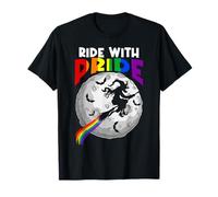 Ride with Pride LGBTQ Gay Lesbian Witch Halloween Costume T-Shirt