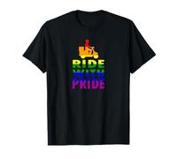 Ride with Pride Rainbow Mini Bike Witty Gay Lesbian T-Shirt