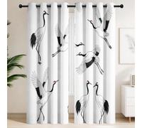 Rideaux Occultant Red Crowned Crane Elegant, Rideau Isolant Thermique Noise reducing pour Salon Chambre, Rideaux imprimés Oriental Bird, Lot de 2 Rideau Opaque à Oeillets W 66" x L 90" (L x H)