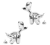 Rideco Pooping Balloon Dog Sculpture, Small Animal Statue Home Decor, Modern Decorative, Art Sculpture Modern Desktop Ornament for Office Bedroom Living Room Decor (Shiny Silver, Small)