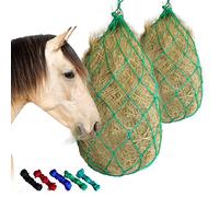 RideFound 2PCS Durable Slow Feed Hay Net for Horses 40” Length with Strong 4x4” Holes Nylon Rope Hanging Suitable for Trailer and Stall, Slow Feeding Reduce Waste