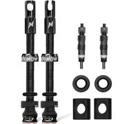 RideNow 65 mm Black Presta Tubeless Valves, Pack of 2, Super Light Aluminium Anti-Leak, for Tubeless Tyres, with Valve Core Remover Tool