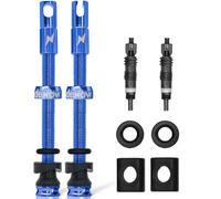 RideNow 65 mm Blue Presta Tubeless Valves, Pack of 2, Super Light Aluminium Anti-Leak, for Tubeless Tyres, with Valve Core Remover Tool