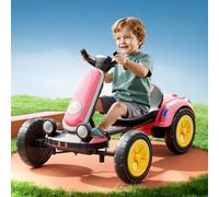 RIDEONMOP Electric Go Kart for Kids 3+ Boys & Girls, 12V Foldable Go Cart with Reversing Model, Pedal Go-Karts with Adjustable Seat & Music/Lights, 15 MPH Speed Drift Go Cart for Indoor Outdoor,Pink