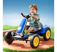 RIDEONMOP Electric Go Kart for Kids 3+ Boys & Girls, 12V Foldable Go Cart with Reversing Model, Pedal Go-Karts with Adjustable Seat & Music/Lights, 15 MPH Speed Drift Go Cart for Indoor Outdoor,Blue